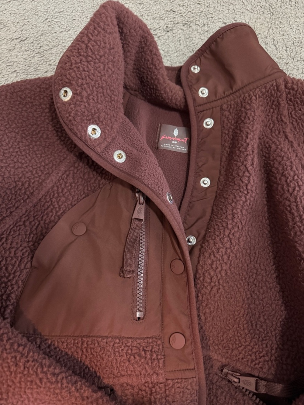 Free People Hit the Slopes Fleece Jacket in Bitter Choclate - Picture 4 of 5